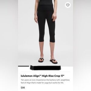 Lululemon Black Align High-Rise Crop Leggings
